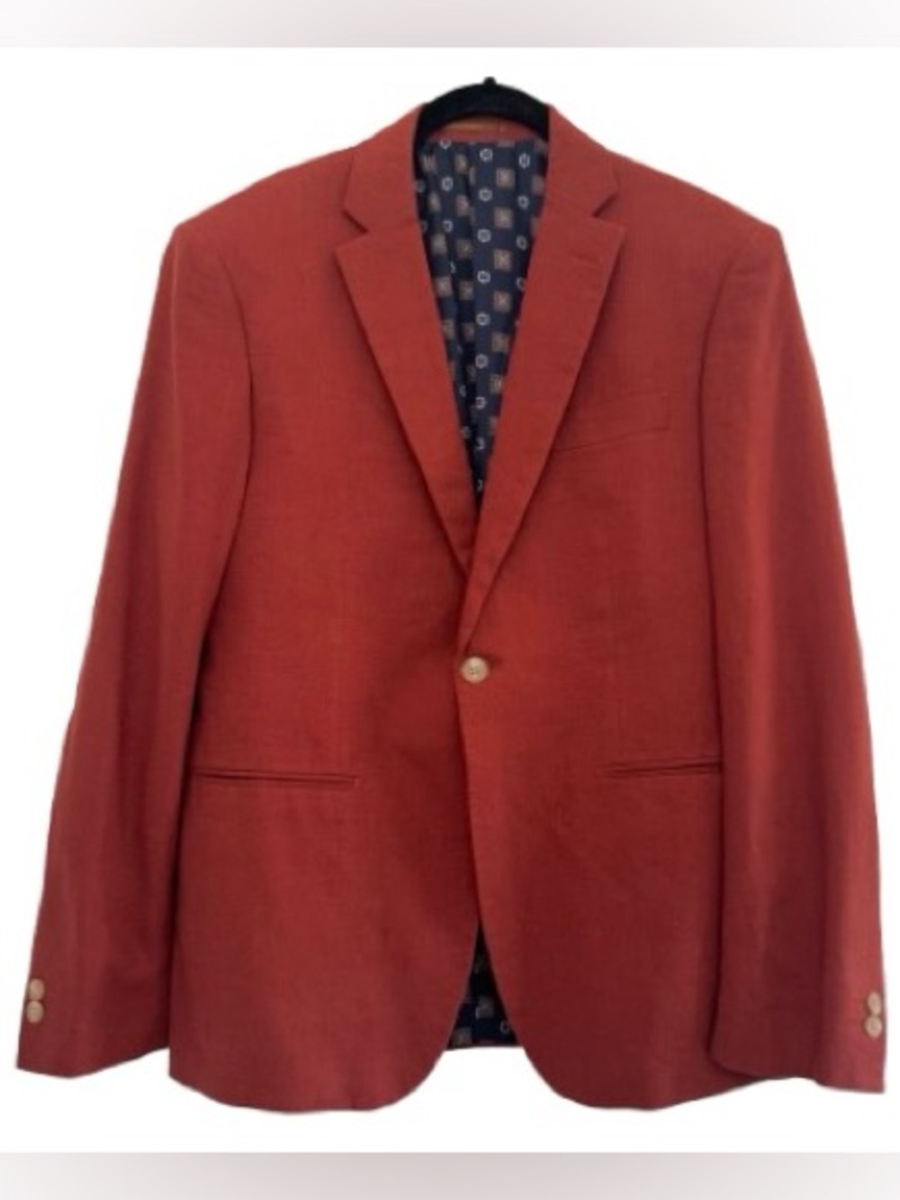 Hockerty Terracotta Linen One Button Blazer Single Breasted Jacket Wedding